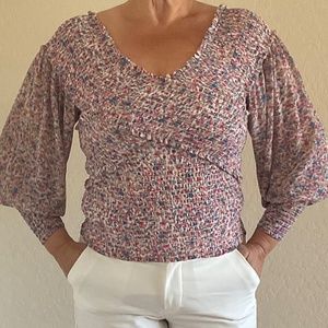 Petite floral Smocked summer blouse